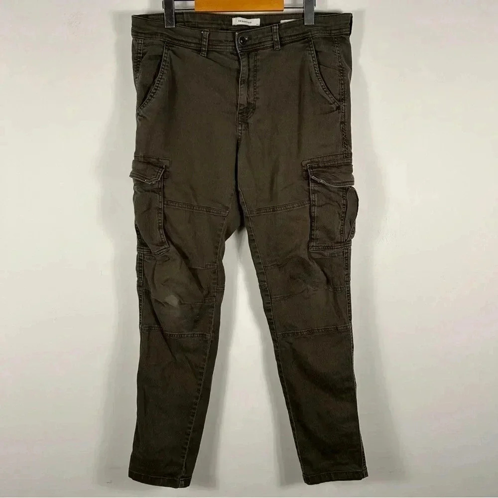 Reserved Men’s Slim Fit Cargo Pants - Olive Brown Earth Tone 34x31🤎
